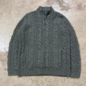Ralph Lauren Hand Knit Forest Green Chunky Cable Sweater